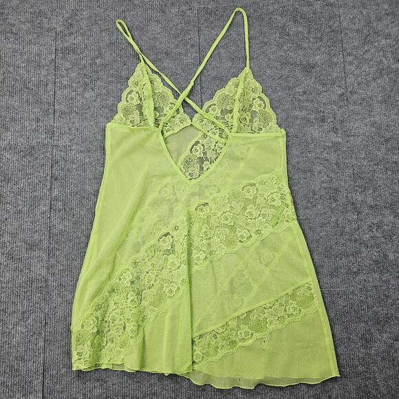 Fredericks of Hollywood Chemise Womens Large Green Sheer Tank Layering Y2K Club - Picture 7 of 8